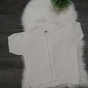 Vintage short sleeve boucle sweater top size medium